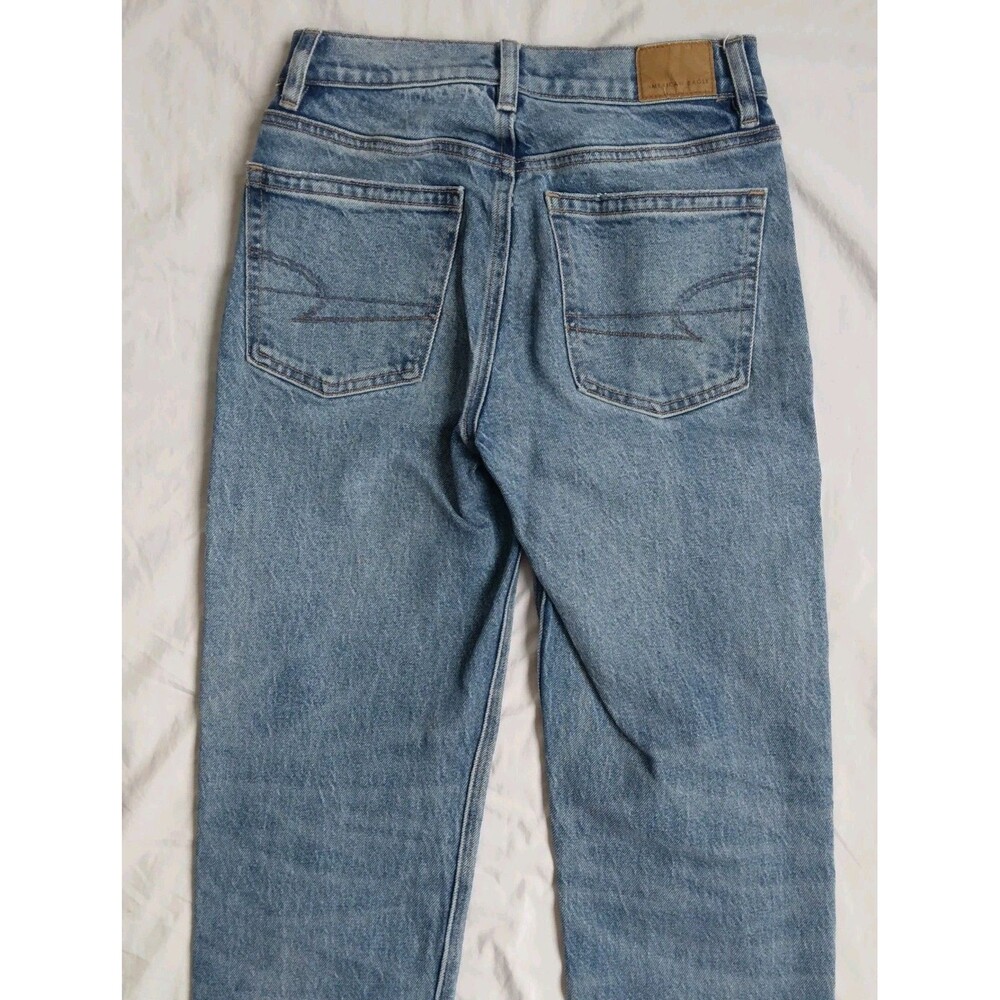 American Eagle Super High Rise Ankle Straight Jeans Stretch Boho Women's 000 - Picture 8 of 9